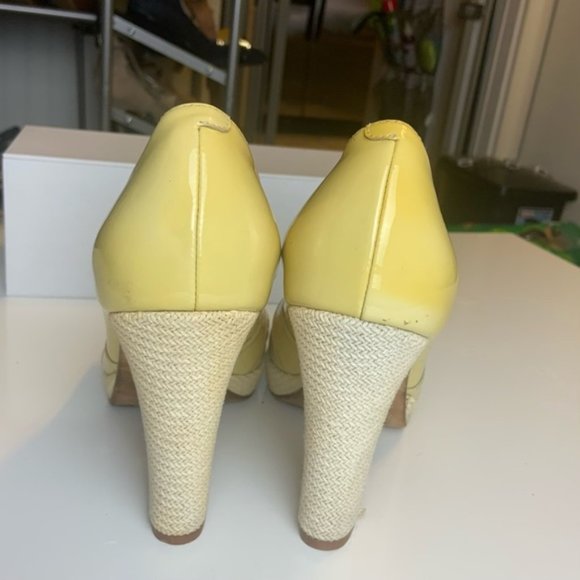 Cole Haan Nike Air Yellow Patent Leather Chunk Heels - Picture 5 of 14